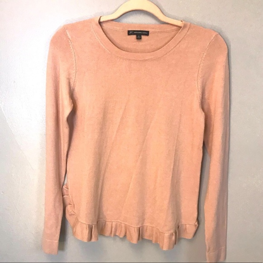 Pink Sweater with Ruffle Hem